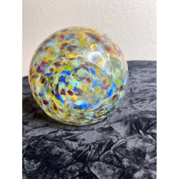 Hand-Blown Art Glass Vase Confetti Splash Swirl Pattern Ruffled Edge 7-3/4" - Picture 5 of 12